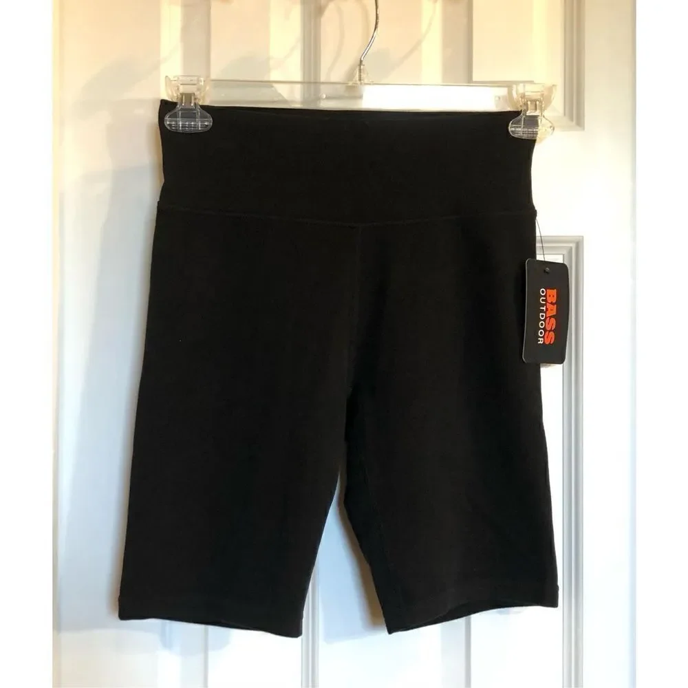 BASS OUTDOOR - L Sz XS Discovery Biker Shorts in Black w/Wicking Fabric. NWT!